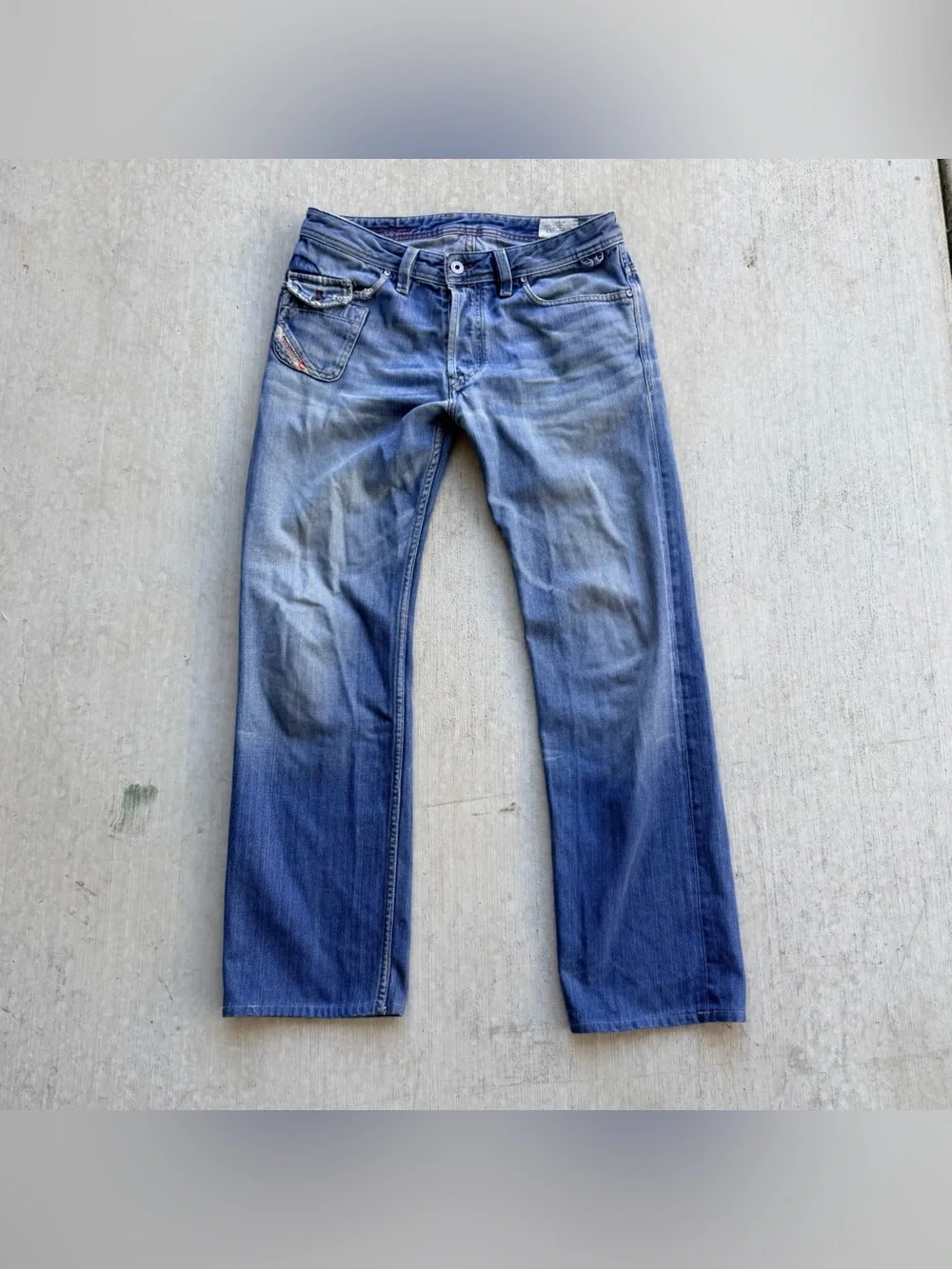 Diesel Lugger Jeans Straight Fit Light Wash Men Size 31x32 Made In Italy